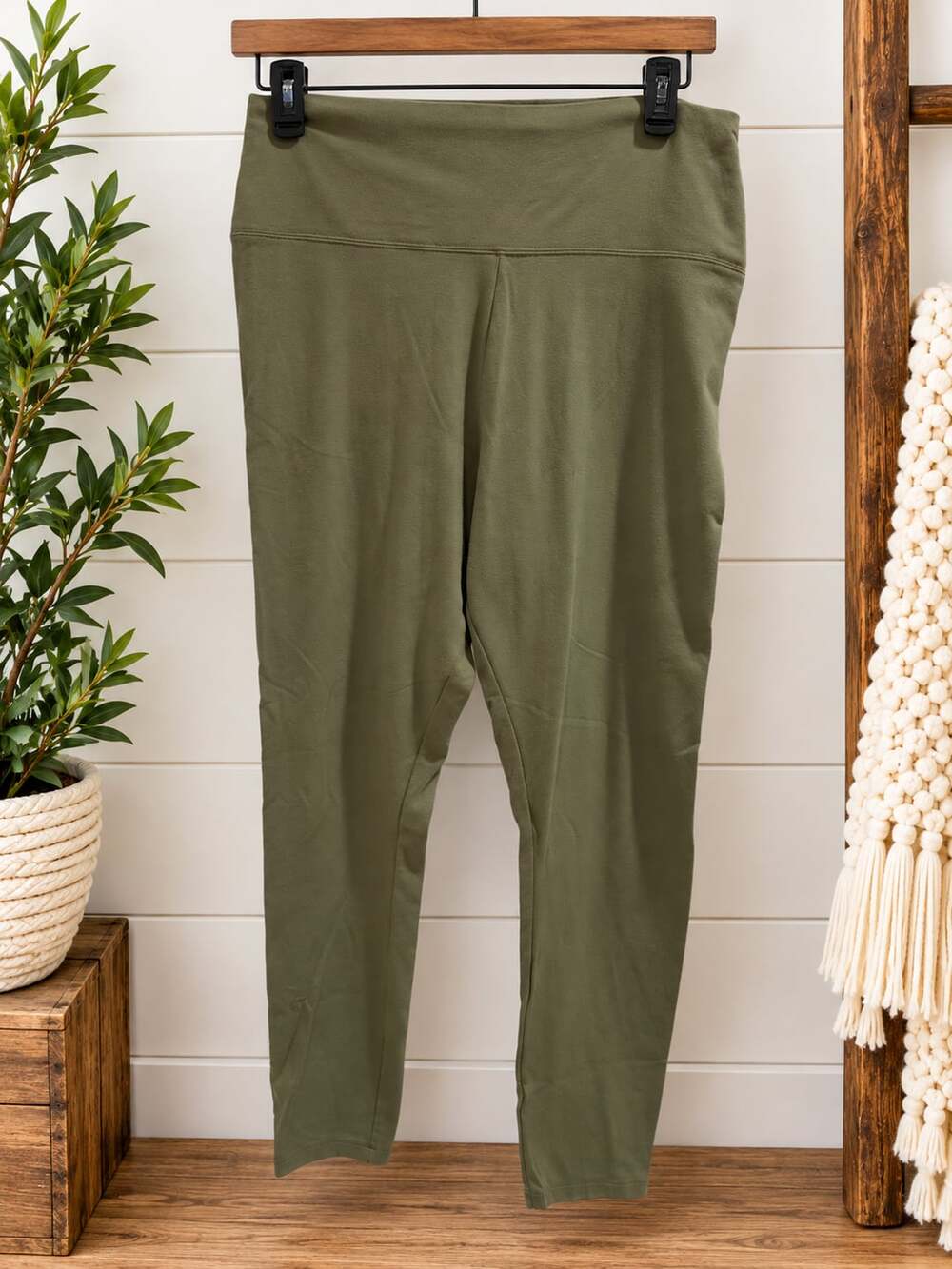 Simply Vera Vera Wang Leggings XL Olive Green Cotton Blend